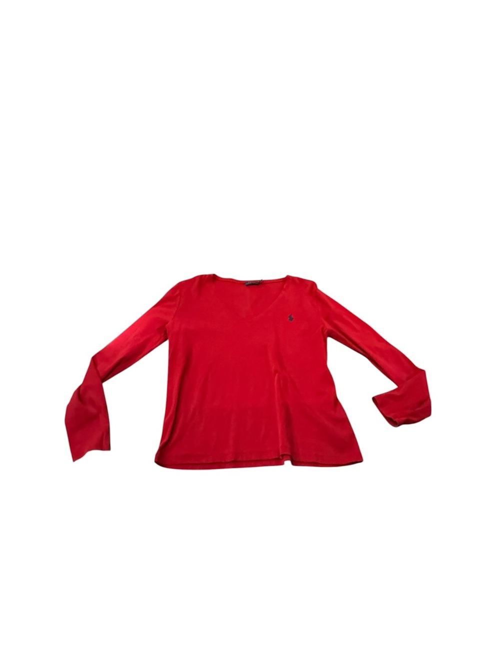 Ralph Lauren Bright Red V-Neck Long Sleeve Shirt GUC woman XL
